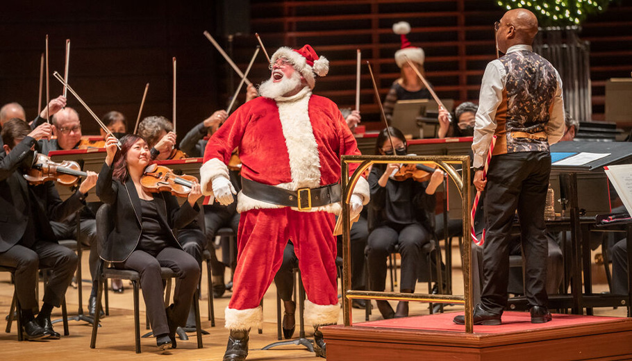 Santa on stage with The Philadelphia Orchestra.